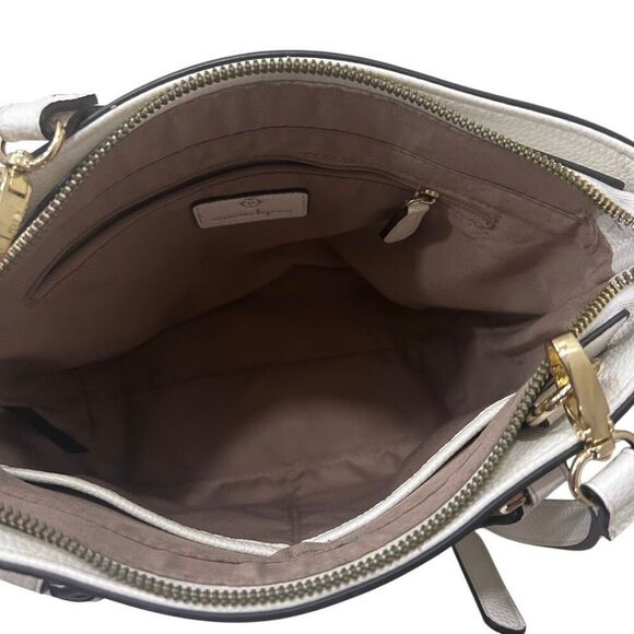 Nanette Lepore Handbag Crossbody Shoulder Bag Medium White Pebbled Vegan Leather - Picture 8 of 10